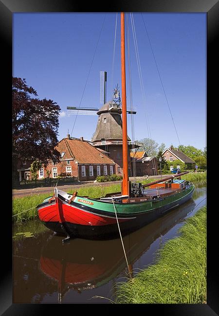 Ship and Windmill Framed Print by Thomas Schaeffer