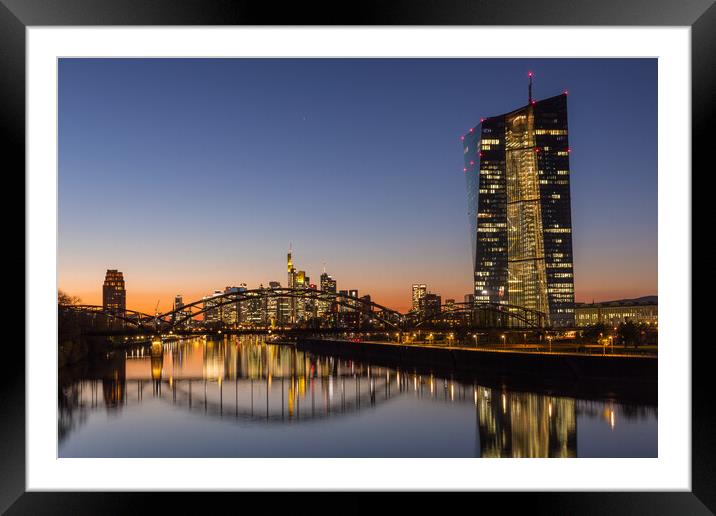 ECB @ Skyline Frankfurt Framed Mounted Print by Thomas Schaeffer