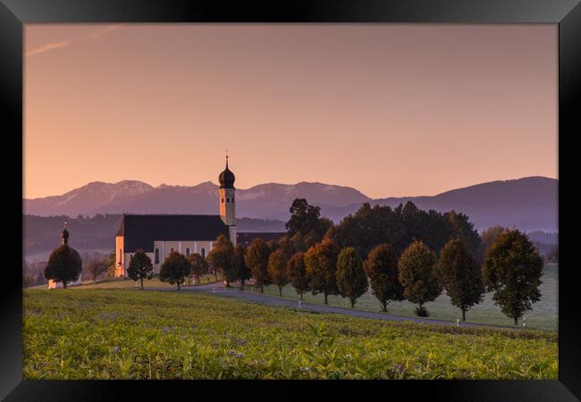 Sonnenaufgang an der Wilpartinger Wallfahrtskirche Framed Print by Thomas Schaeffer