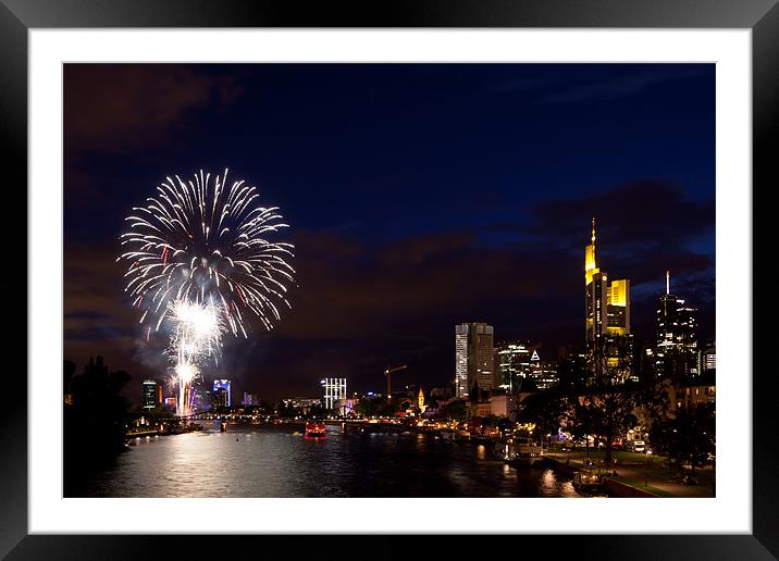 Fireworks in Frankfurt Framed Mounted Print by Thomas Schaeffer