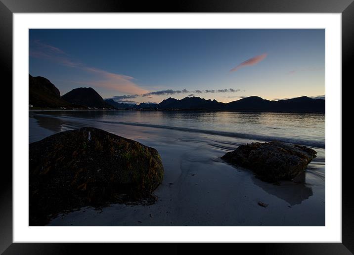 Sunset at a beach in Norway Framed Mounted Print by Thomas Schaeffer