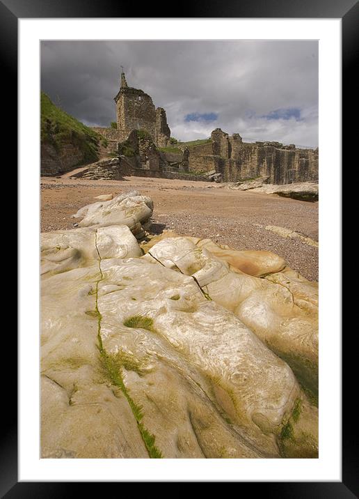 St.Andrews beach and castle Framed Mounted Print by Thomas Schaeffer