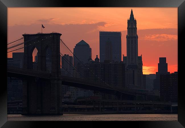 New York sunset Framed Print by Thomas Schaeffer