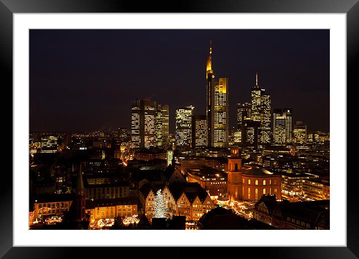 Nightly view from the Frankfurt dome Framed Mounted Print by Thomas Schaeffer