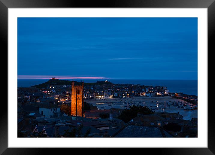 St.Ives at blue hour Framed Mounted Print by Thomas Schaeffer