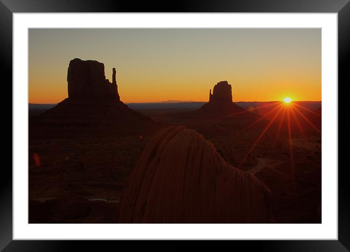 Monument valley sunrise Framed Mounted Print by Thomas Schaeffer