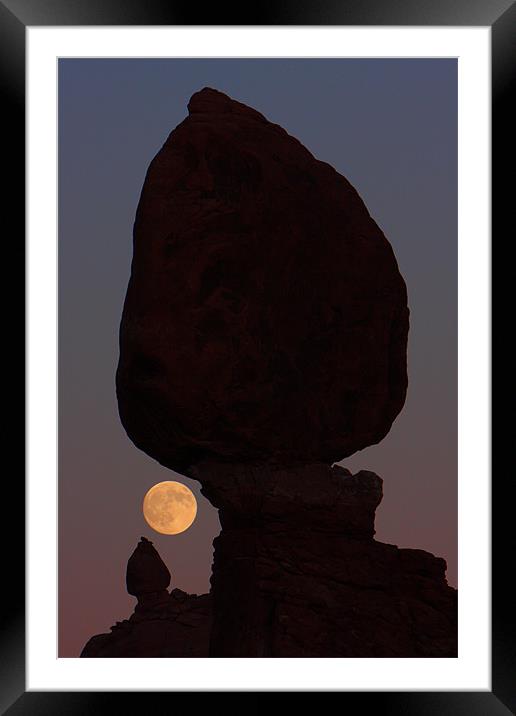 Balanced Rock with moon  Framed Mounted Print by Thomas Schaeffer