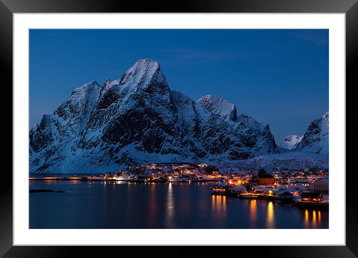 Blue hour Reine Framed Mounted Print by Thomas Schaeffer