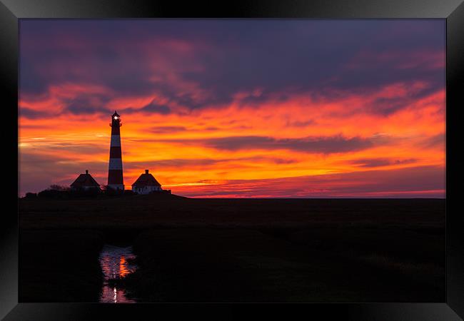 Lighthouse of  Westerhever Framed Print by Thomas Schaeffer