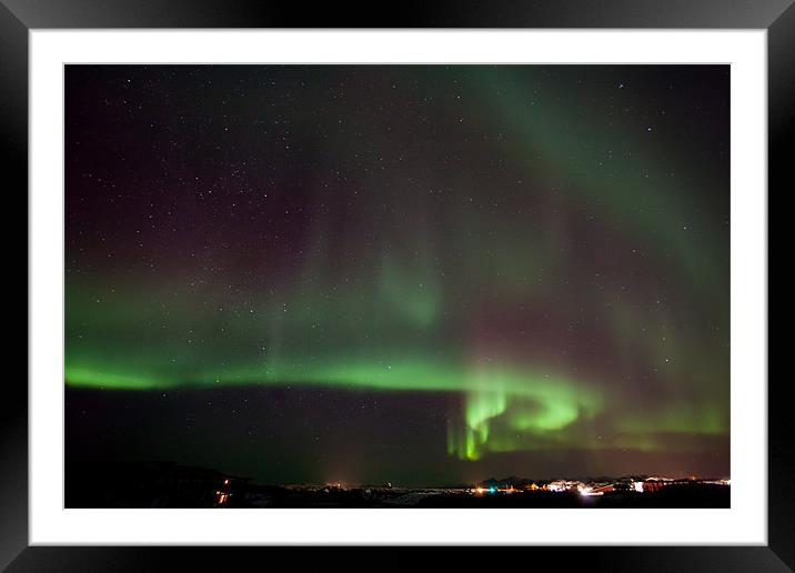 Northern lights over Laukvik Framed Mounted Print by Thomas Schaeffer