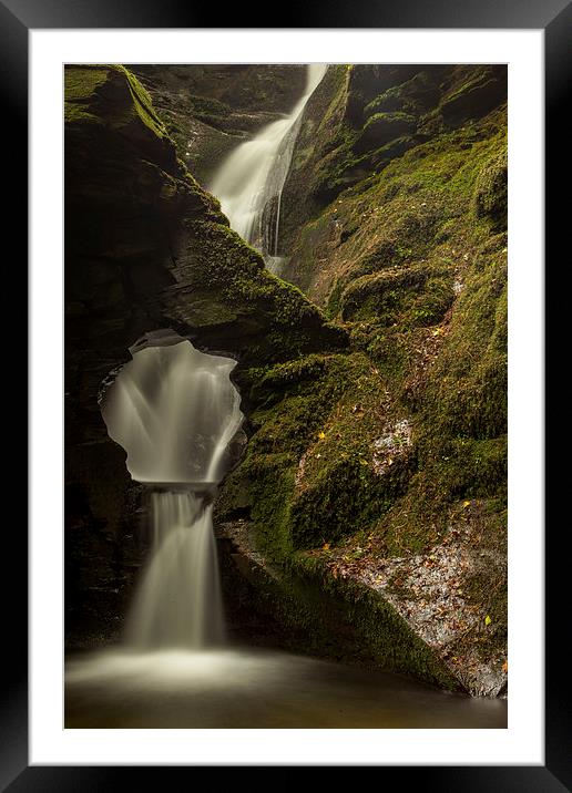 St.Nectans Waterfall Framed Mounted Print by Thomas Schaeffer