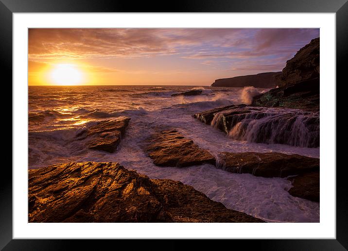SUnset at Trebarwith Framed Mounted Print by Thomas Schaeffer