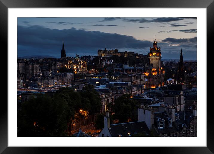 Edinburgh Blue Hour Framed Mounted Print by Thomas Schaeffer