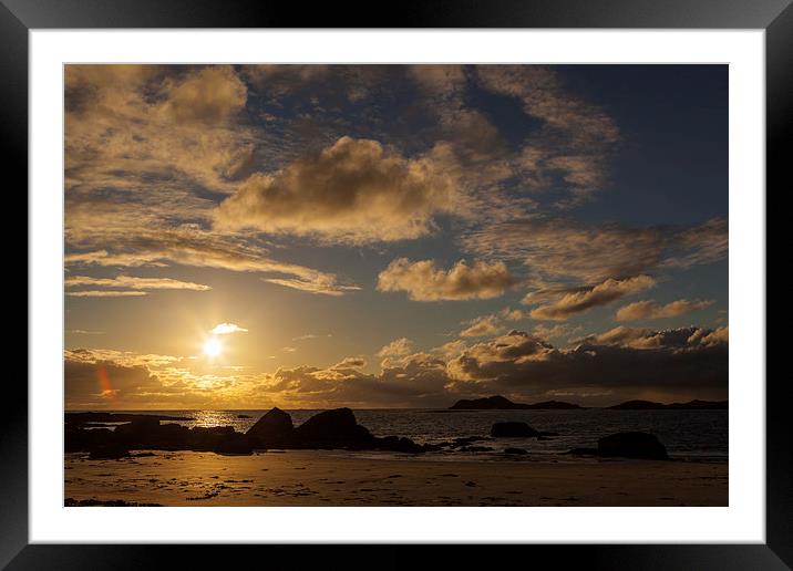midnight sun at the beach at Ramberg Framed Mounted Print by Thomas Schaeffer