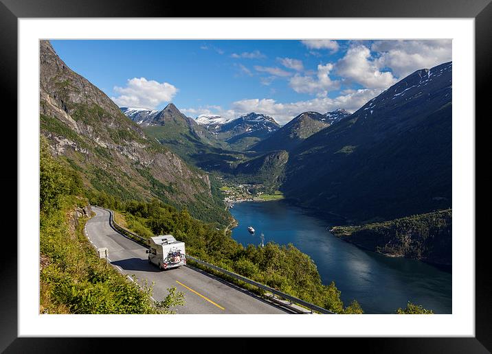 Geriangerfjord seen from Ornevejen Framed Mounted Print by Thomas Schaeffer