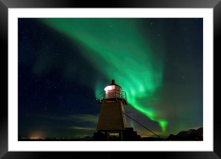 Aurora Borealis at the lighthouse Framed Mounted Print by Thomas Schaeffer