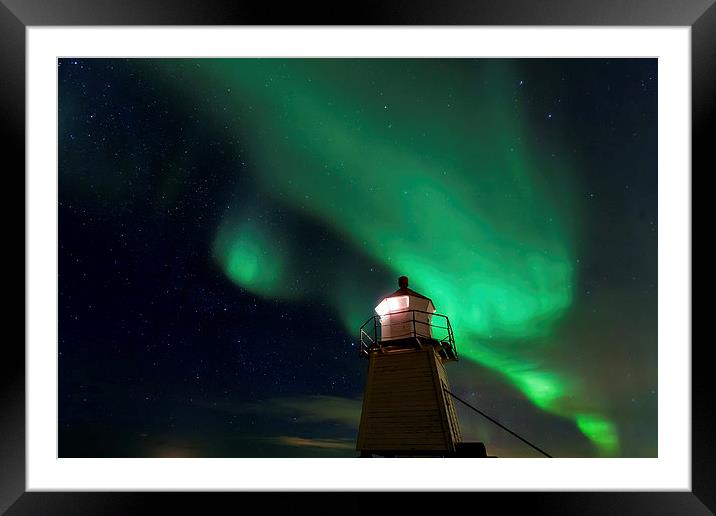 Aurora Borealis at the lighthouse Framed Mounted Print by Thomas Schaeffer