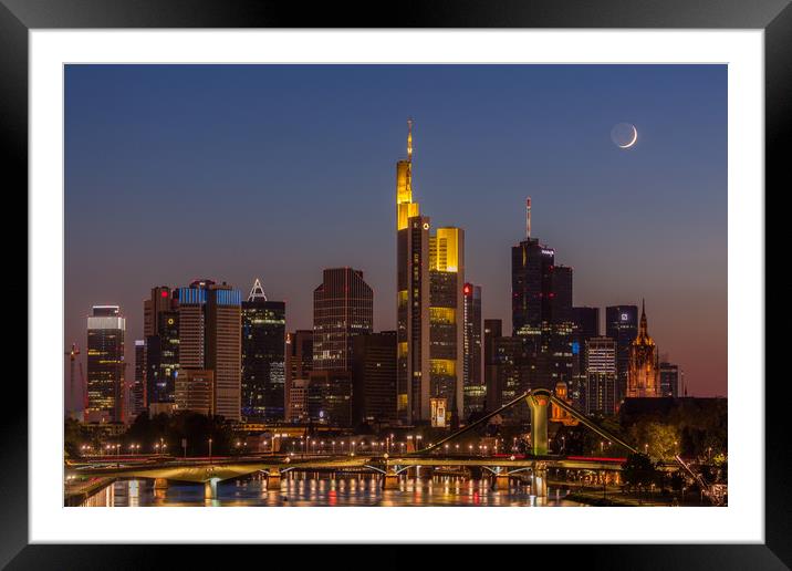 Frankfurt crescent moon Framed Mounted Print by Thomas Schaeffer
