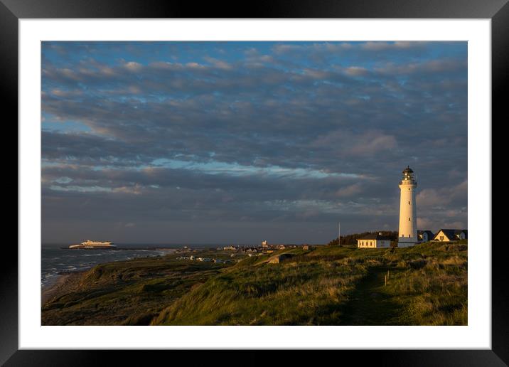 Sunset at Hirtshals lighthouse Framed Mounted Print by Thomas Schaeffer