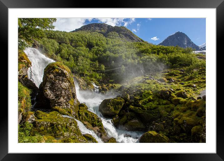 Waterfall at Briksdalsbreen Framed Mounted Print by Thomas Schaeffer