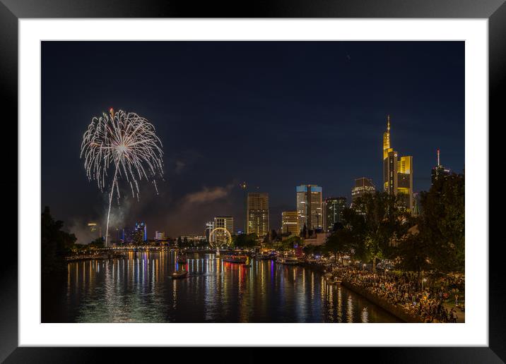 Frankfurt Fireworks Framed Mounted Print by Thomas Schaeffer