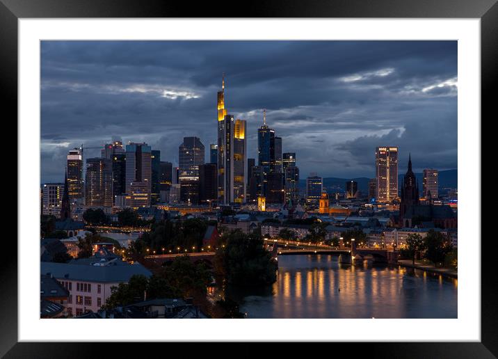 Skyline Frankfurt Framed Mounted Print by Thomas Schaeffer