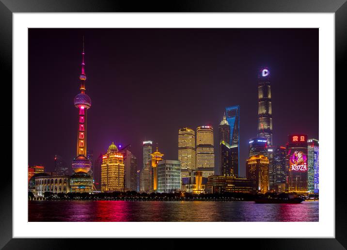 sunset at the Shanghai Bund Framed Mounted Print by Thomas Schaeffer