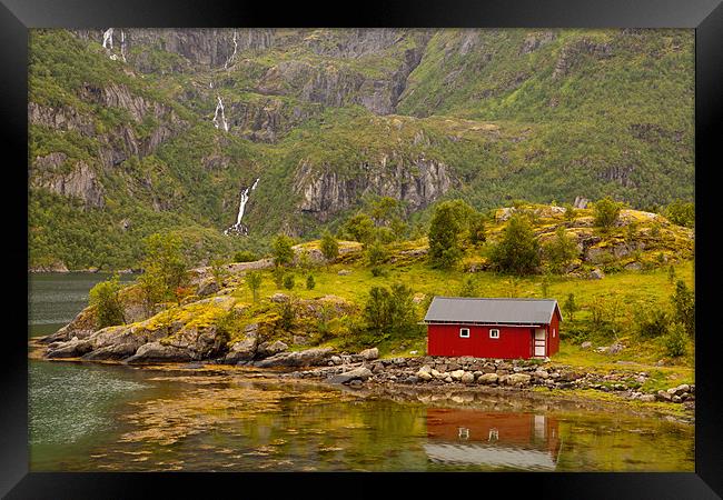 Hütte am Fjord Framed Print by Thomas Schaeffer