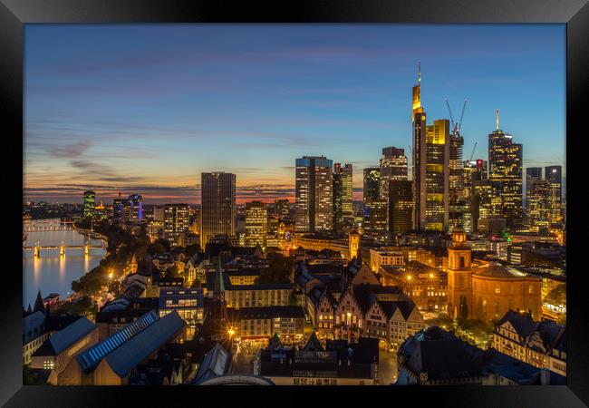 Sunset over Frankfurt Skyline Framed Print by Thomas Schaeffer