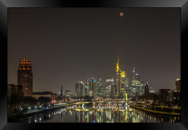 Bllodmoon over Frankfurt Framed Print by Thomas Schaeffer