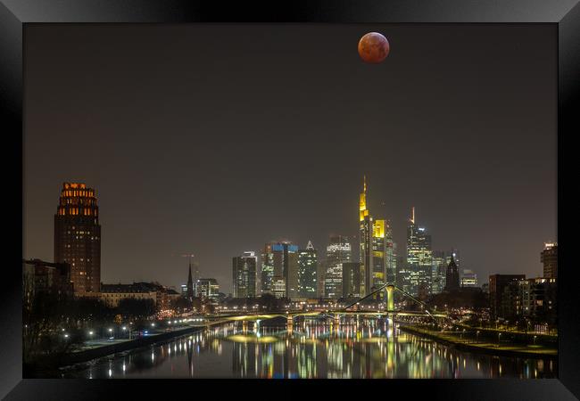 Bloodmon over  Frankfurt Framed Print by Thomas Schaeffer