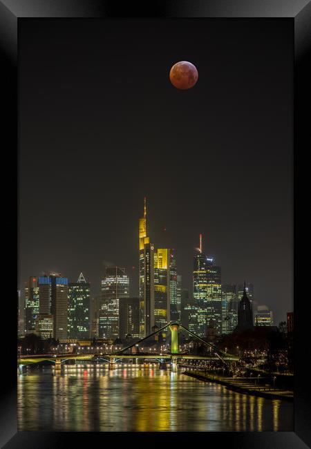 Bloodmoon over  Frankfurt Framed Print by Thomas Schaeffer