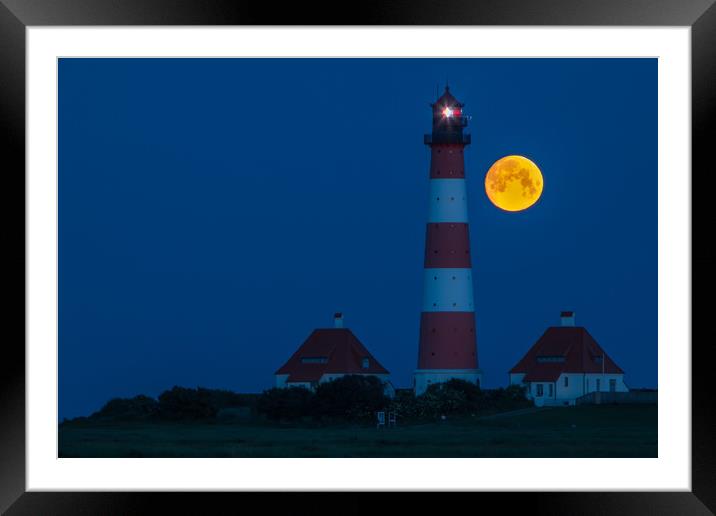 Moonset @ Westerhever Framed Mounted Print by Thomas Schaeffer