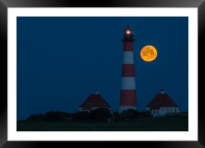 Moonset @ Westerhever Framed Mounted Print by Thomas Schaeffer