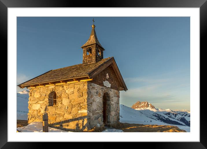 Austria chapel sunset Framed Mounted Print by Thomas Schaeffer