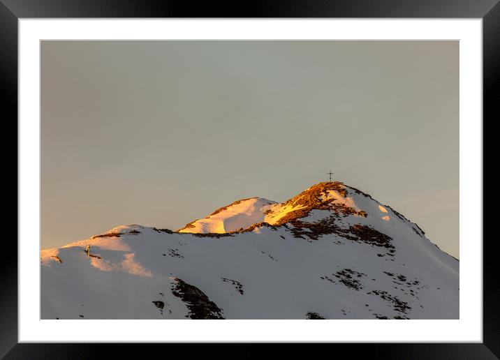 alps peak sunset Framed Mounted Print by Thomas Schaeffer