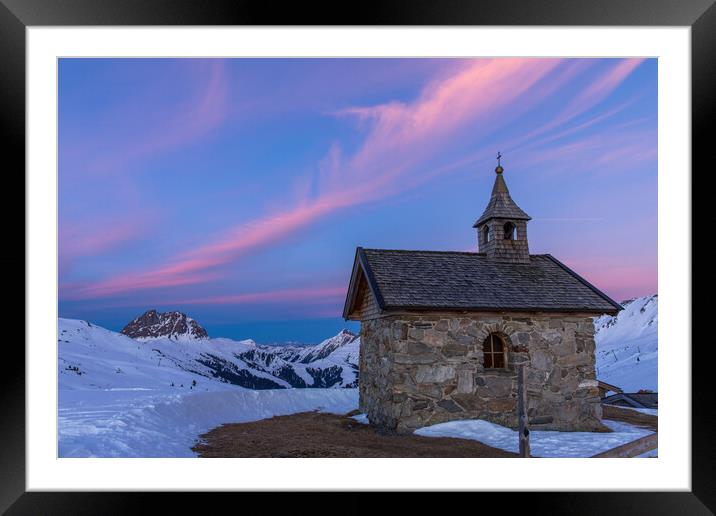 Austria chapel sunset Framed Mounted Print by Thomas Schaeffer