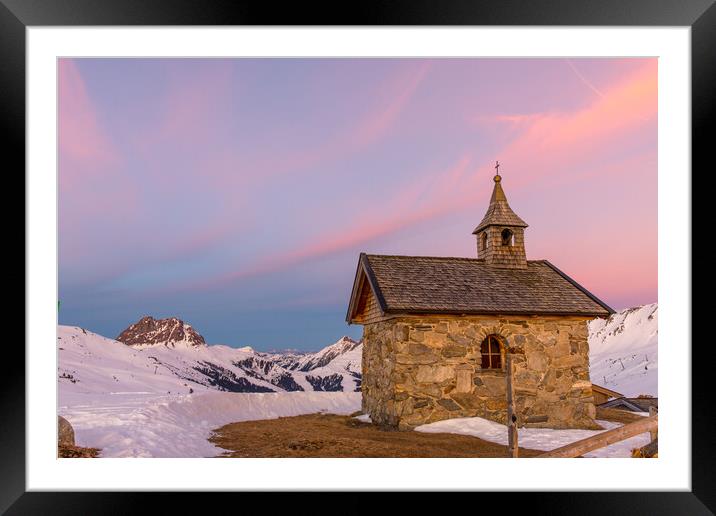 Austria chapel sunset Framed Mounted Print by Thomas Schaeffer