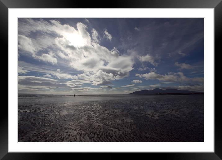 Mournes from Tyrella Beach Framed Mounted Print by pauline morris