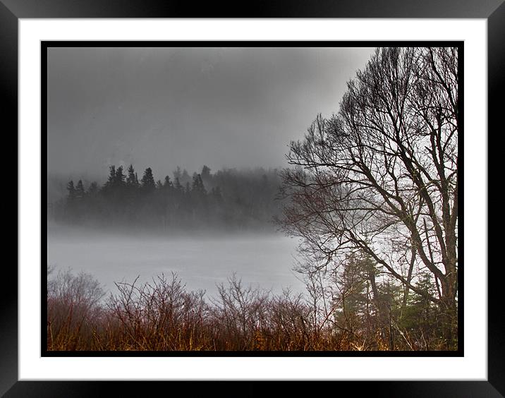 Frozen lake at the Adirondacks Framed Mounted Print by pauline morris