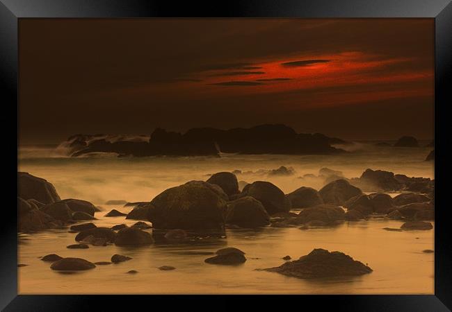 Sunset at Whitepark Bay Framed Print by pauline morris