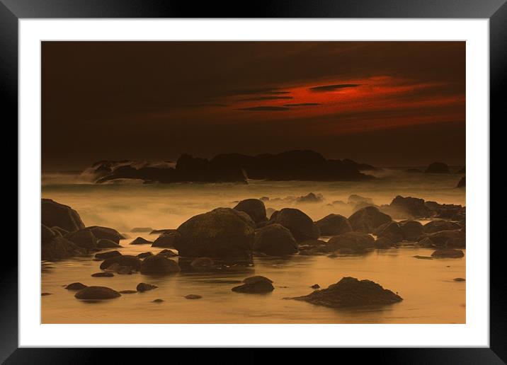 Sunset at Whitepark Bay Framed Mounted Print by pauline morris