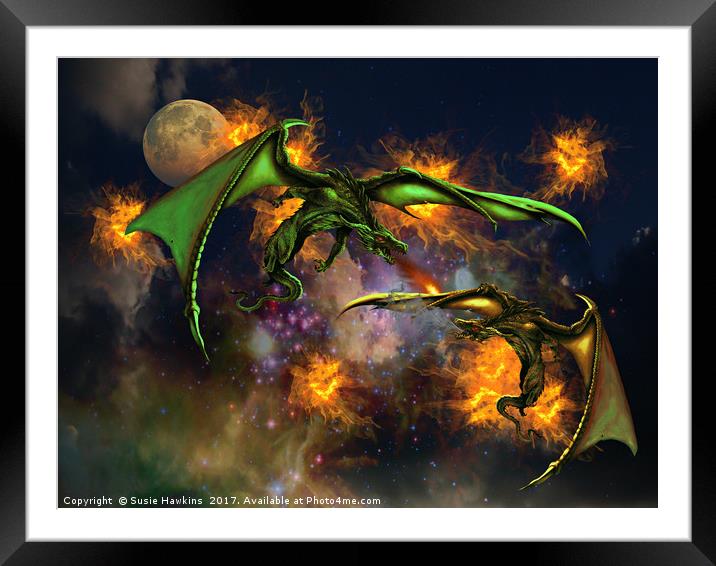 War of the Dragons Framed Mounted Print by Susie Hawkins