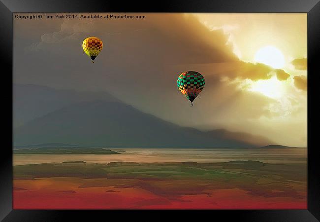 Hot Air Balloons At Sunset Framed Print by Tom York
