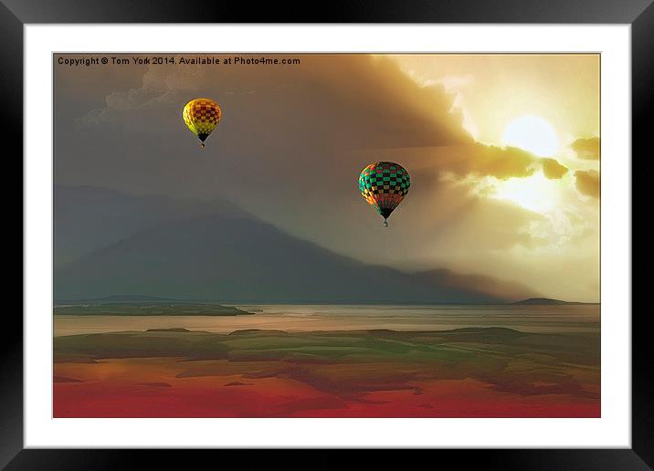 Hot Air Balloons At Sunset Framed Mounted Print by Tom York