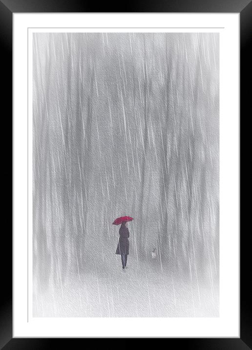 Woman With Red Umbrella Framed Mounted Print by Tom York