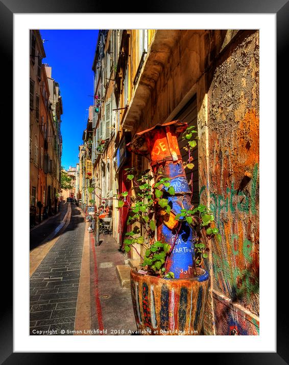 Marseille - Le Panier (Old Town) Framed Mounted Print by Simon Litchfield