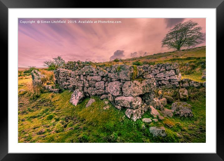 Dartmoor National Park Whiteworks Abandoned Tin Mi Framed Mounted Print by Simon Litchfield