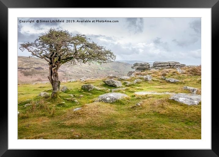 Dartmoor National Park Combstone Tor Framed Mounted Print by Simon Litchfield