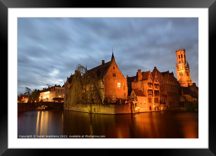 The Rozenhoedkaai canal Bruges Framed Mounted Print by Sarah Waddams